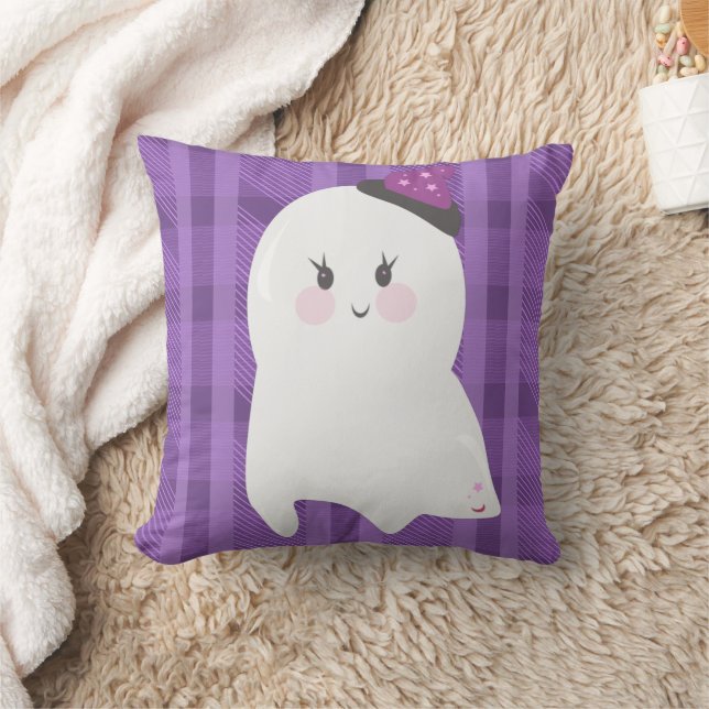 Ghost Lila Kariert Halloween Kissen (Decke)