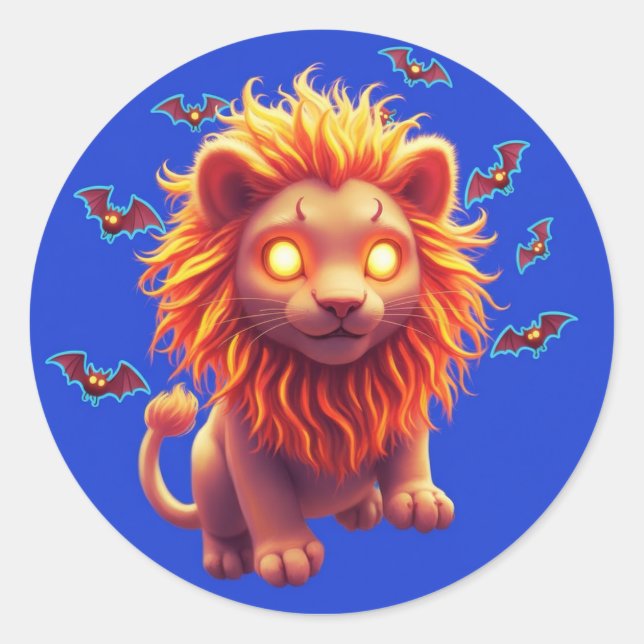 Ghost Lion Halloween T-Shirt for Spooky Animal lov Runder Aufkleber (Vorderseite)