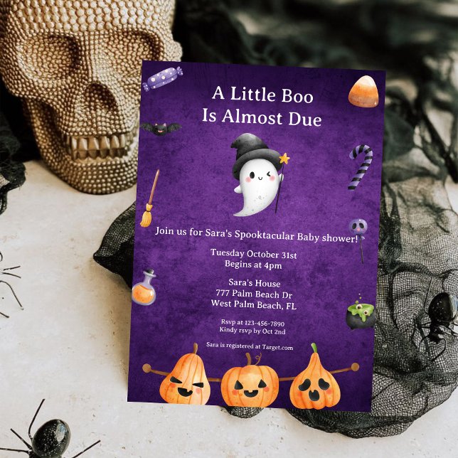 Ghost Little Boo Almost Due Halloween Kinderdusche Einladung (Von Creator hochgeladen)