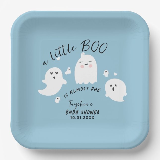 Ghost Little Boo Boy Halloween Kinderdusche Pappteller (Vorderseite)