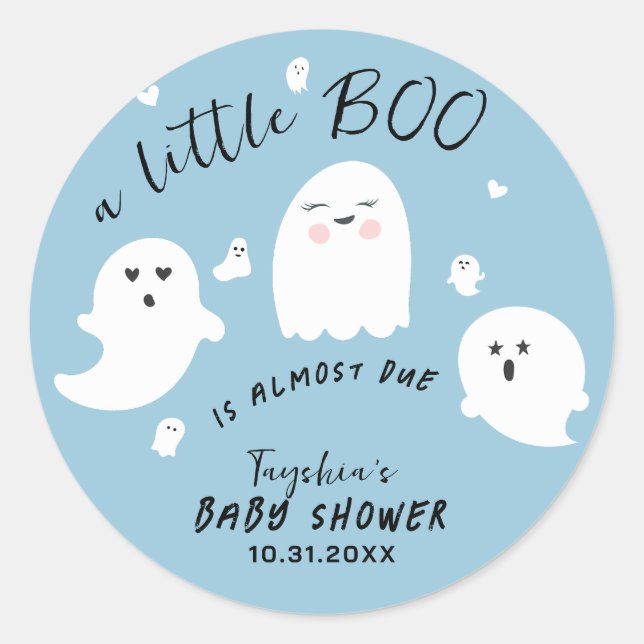 Ghost Little Boo Boy Halloween Kinderdusche Runder Aufkleber (Vorderseite)