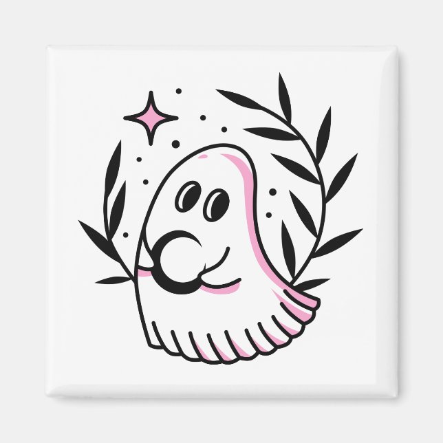 Ghost-Logo-Magnet Rosa und Schwarz Magnet (Vorne)
