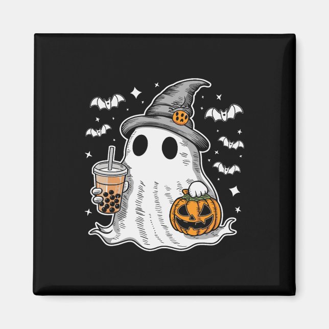 Ghost Milktea Ghost Drinking Bubble Tee Magnet (Vorne)