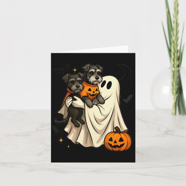 Ghost Miniature Schnauzer Dog Halloween  Karte (Vorderseite)