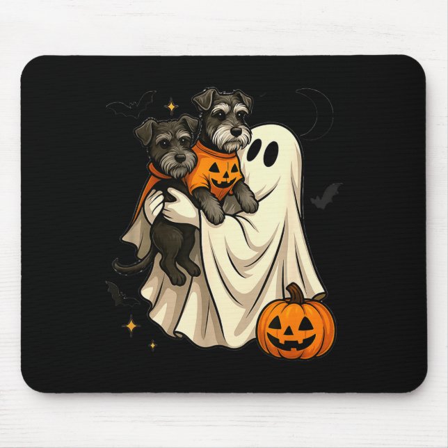 Ghost Miniature Schnauzer Dog Halloween  Mousepad (Vorne)