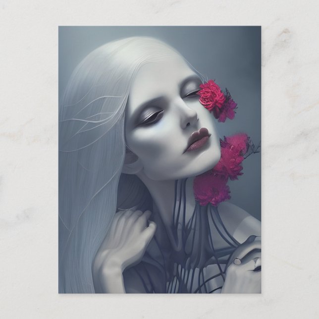 Ghost mit Blume Postkarte (Vorderseite)
