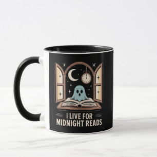 Ghost mit Book Midnight Reads Creme und Gold Tasse