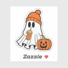 Ghost mit Hut und Latte Sticker, Pumpkin Gewürz Gh