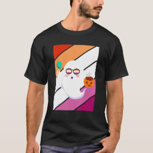 Ghost mit stolzer Halloween Lesben-Flagge Lgbtq Pr T-Shirt