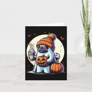 Ghost Mops Pumpkin Drinks Beanie Fall Halloween Karte