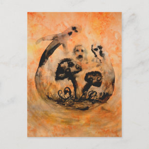 Ghost Mushrooms Postcard Postkarte