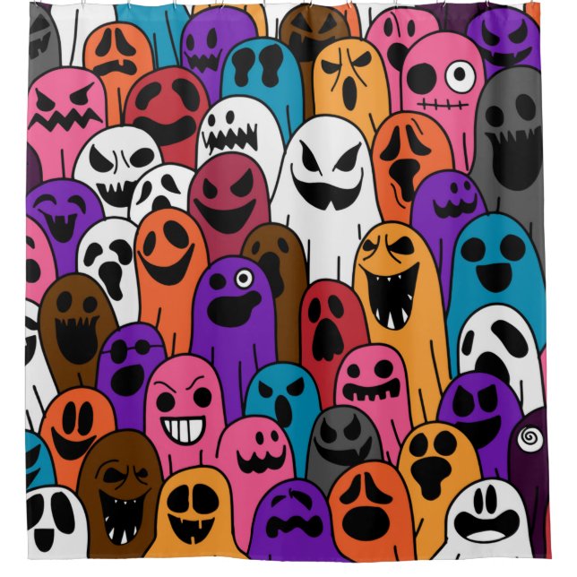 Ghost-Muster Halloween spooky Schal abgeschiedene  Duschvorhang (Vorderseite)