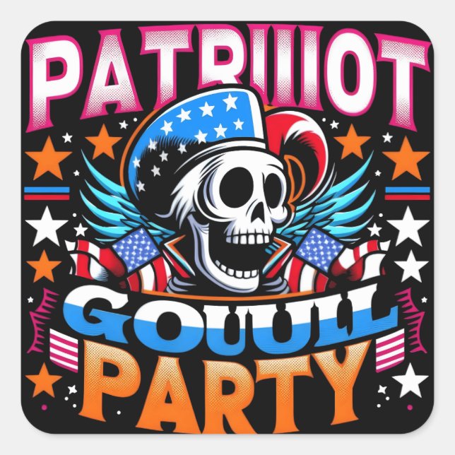 Ghost Myth und Patriotismus im Pop Kunst Quadratischer Aufkleber (Vorderseite)