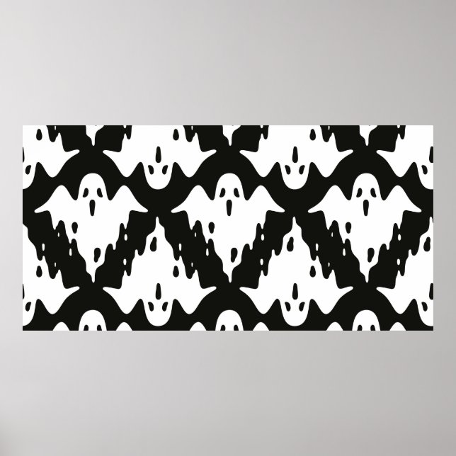 Ghost nahtloses Muster Halloween spooky Vintag fl Poster (Vorne)