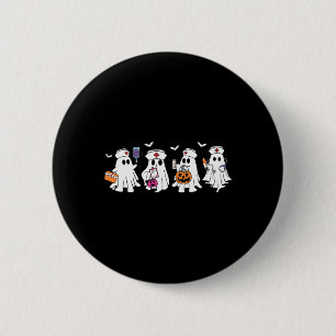 Ghost Nurse Halloween Crew Funny Scrub Er Rn Nursi Button