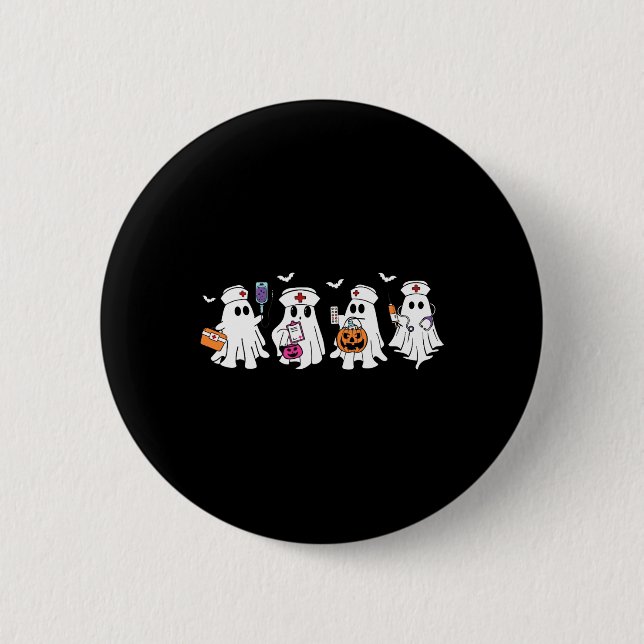 Ghost Nurse Halloween Crew Funny Scrub Er Rn Nursi Button (Vorderseite)
