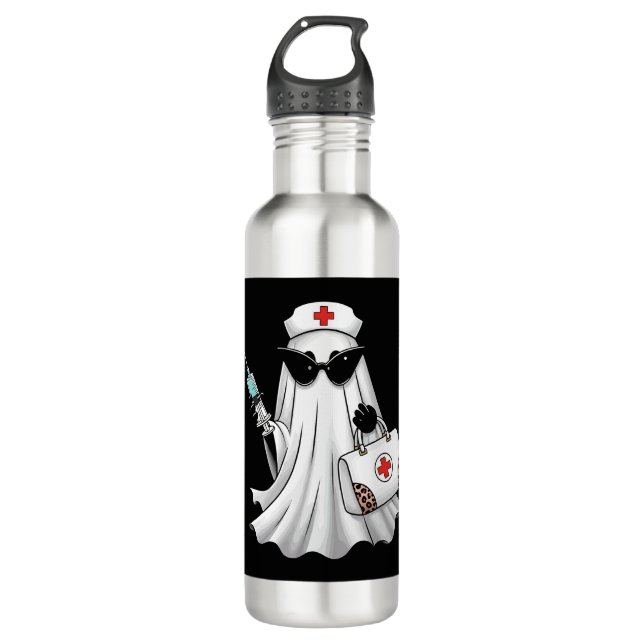Ghost Nurse Halloween Edelstahlflasche (Vorderseite)