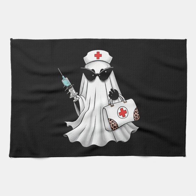 Ghost Nurse Halloween Geschirrtuch (Horizontal)