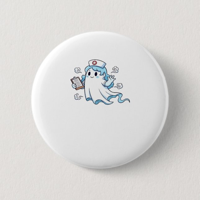 Ghost Nurse Spookily Kümmerte und whimsily verfolg Button (Vorderseite)