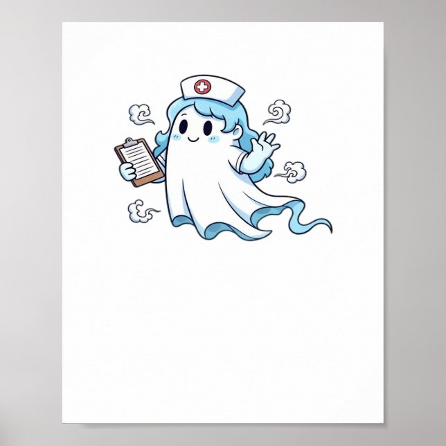 Ghost Nurse Spookily Kümmerte und whimsily verfolg Poster (Vorne)