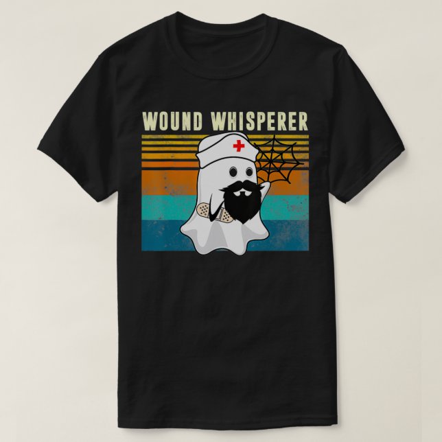 Ghost Nurse Wound Whisperer Costume Retro Hallowee T-Shirt (Design vorne)