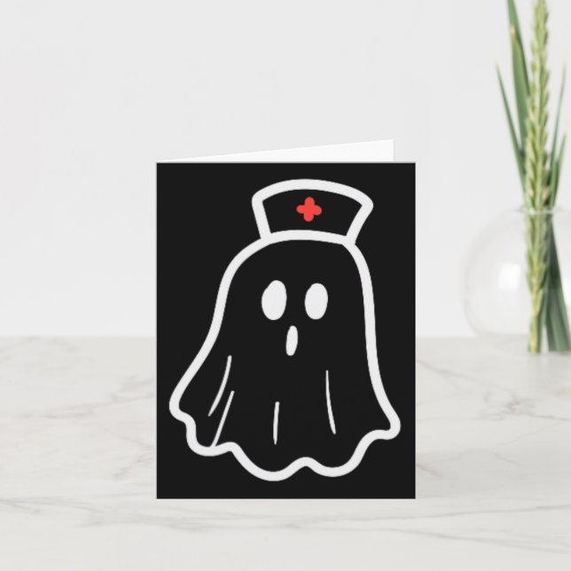 Ghost Nurween Kostüm Retro Fall Scrub Top Karte (Vorderseite)