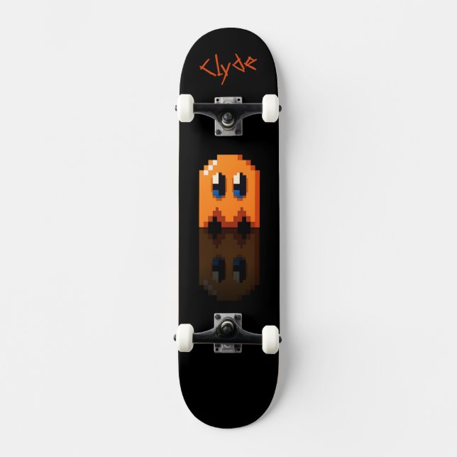 Ghost Orange Schwarzer Name Fan Art Pac-Man Skateboard (Vorderseite)
