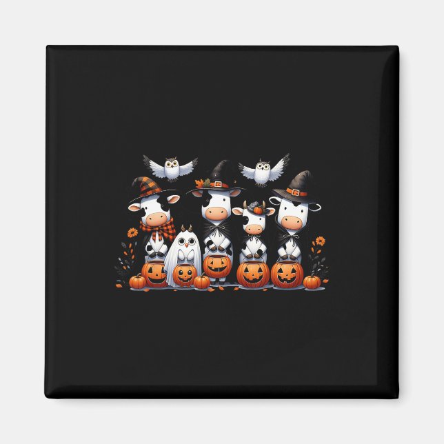Ghost Owls Kühe Halloween Tiere Kuh Lover Spooky Magnet (Vorne)