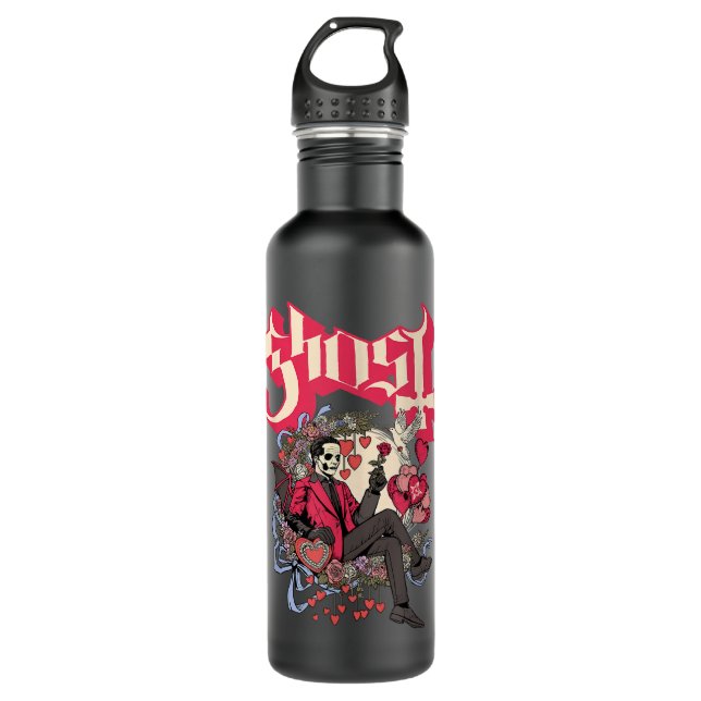 Ghost - Papa Cupid Valentinstag Edelstahlflasche (Vorderseite)