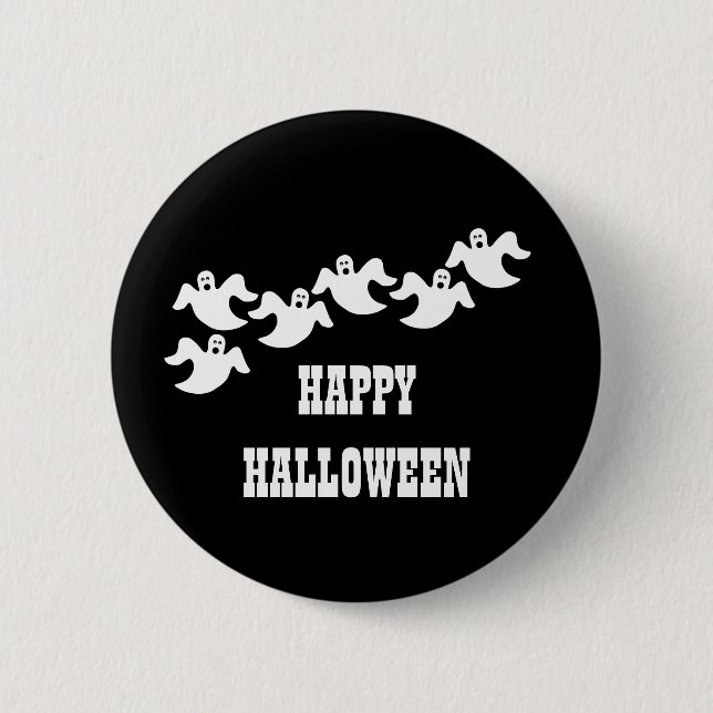 Ghost Party Halloween Button, Black Button (Vorderseite)