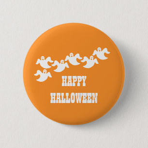 Ghost Party Halloween Button, Orange Button