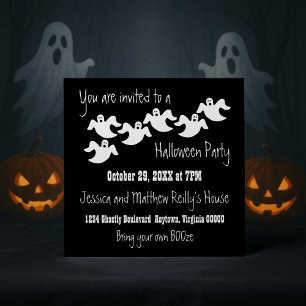 Ghost Party Halloween Einladung, Schwarz Einladung
