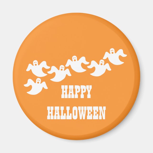 Ghost Party Halloween Magnet, Orange Magnet (Vorne)