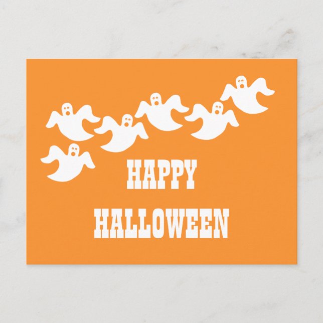 Ghost Party Halloween Postcard, Orange Einladungspostkarte (Vorderseite)