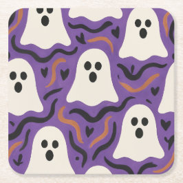 Ghost Pattern Halloween Rechteckiger Pappuntersetzer