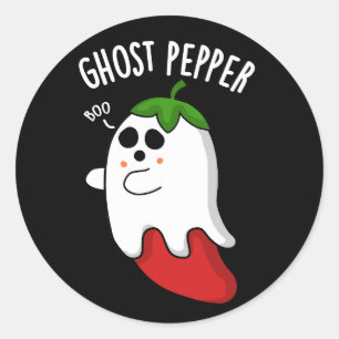 Ghost Pepper Funny Chili Pun Dark BG Runder Aufkleber