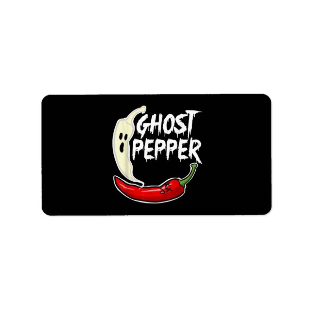 Ghost Pepper Funny Spicy Hot Halloween Ghost Peppe Adressaufkleber (Vorne)