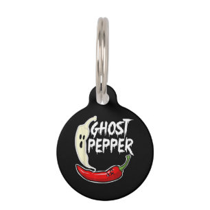 Ghost Pepper Funny Spicy Hot Halloween Ghost Peppe Haustiermarke