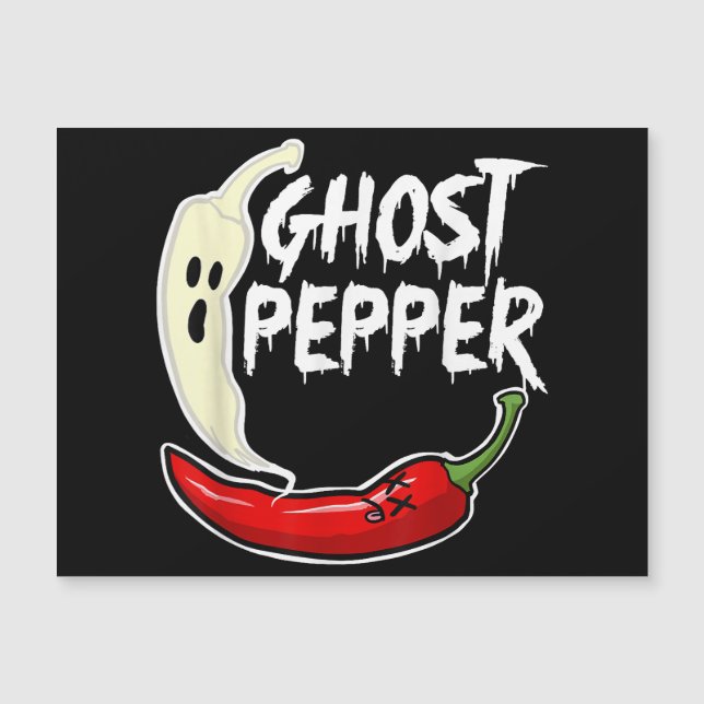 Ghost Pepper Funny Spicy Hot Halloween Ghost Peppe Magnetkarte (Vorderseite)