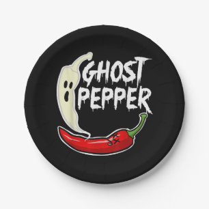 Ghost Pepper Funny Spicy Hot Halloween Ghost Peppe Pappteller