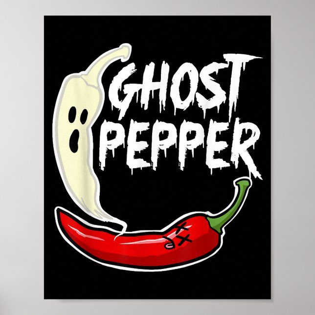Ghost Pepper Funny Spicy Hot Halloween Ghost Peppe Poster (Vorne)