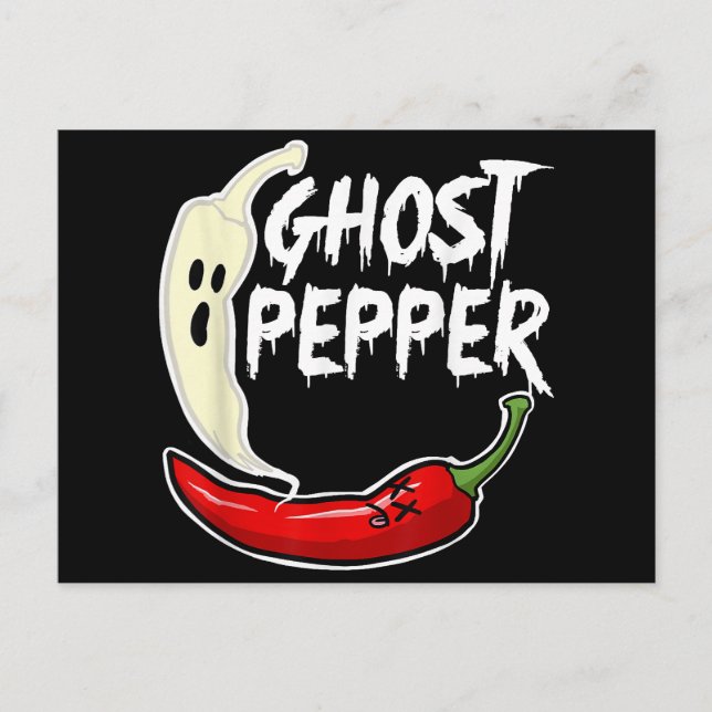 Ghost Pepper Funny Spicy Hot Halloween Ghost Peppe Postkarte (Vorderseite)