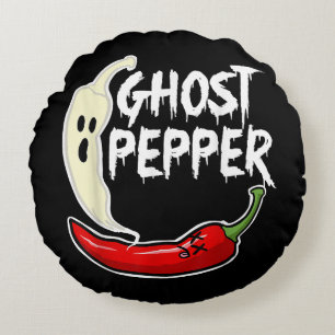 Ghost Pepper Funny Spicy Hot Halloween Ghost Peppe Rundes Kissen