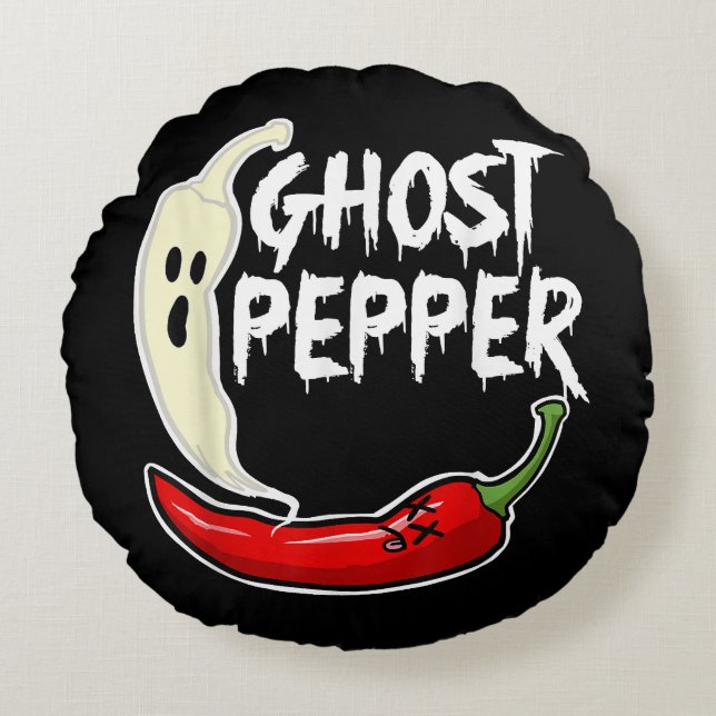 Ghost Pepper Funny Spicy Hot Halloween Ghost Peppe Rundes Kissen (Vorderseite)