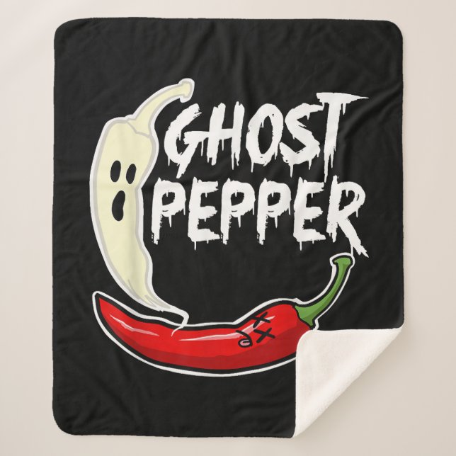 Ghost Pepper Funny Spicy Hot Halloween Ghost Peppe Sherpadecke (Vorderseite)