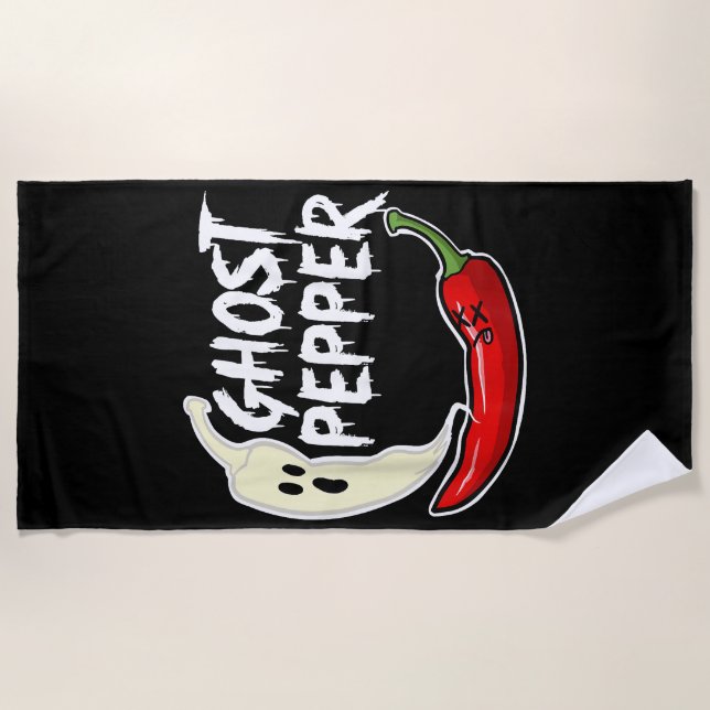 Ghost Pepper Funny Spicy Hot Halloween Ghost Peppe Strandtuch (Vorderseite)