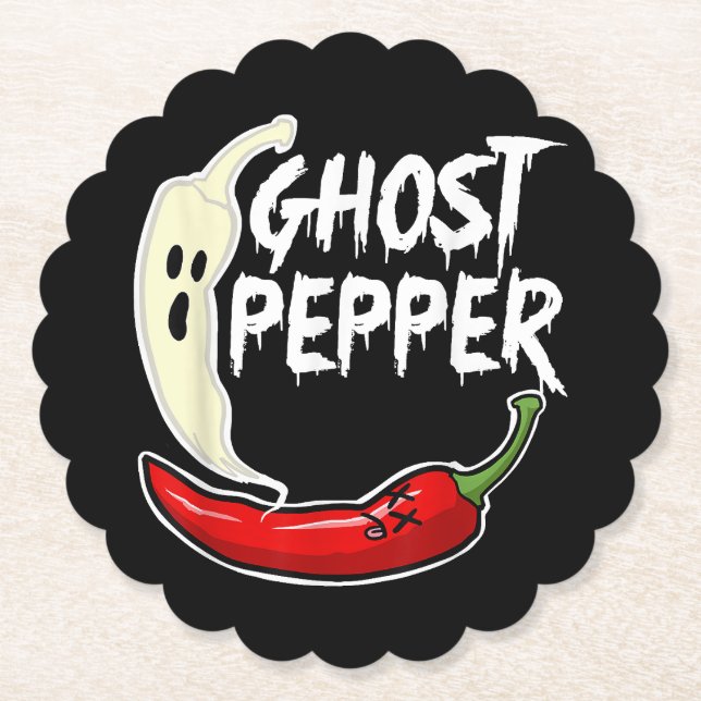 Ghost Pepper Funny Spicy Hot Halloween Ghost Peppe Untersetzer (Vorderseite)