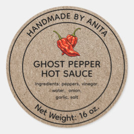 Ghost Pepper Hot Sauce Canning Jar Label Kraft Runder Aufkleber