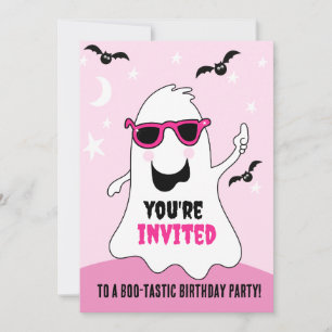 Ghost Pink Girl Halloween Geburtstag Einladung