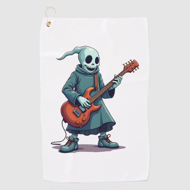 Ghost Playing Gitarre - Spooky Music Halloween T-S Golfhandtuch (Vorderseite)